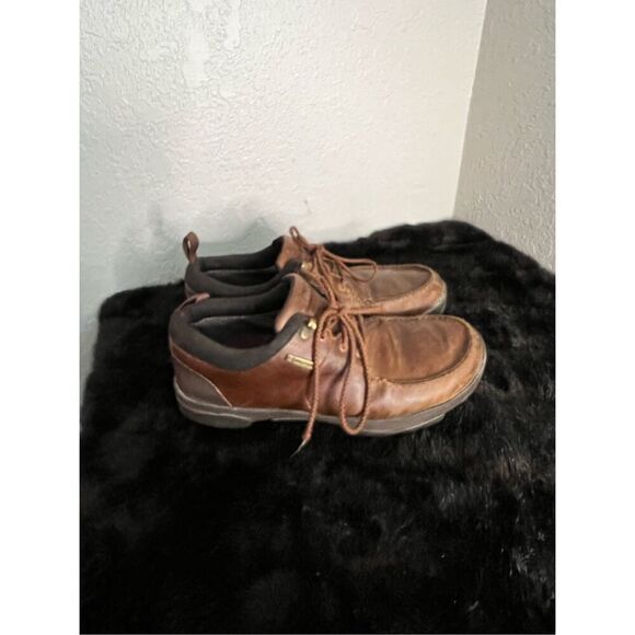 Olukai Makoa WP Shoes Men's 9.5 Brown Leather Waterproof Moc Toe Casual Oxford - Picture 1 of 8